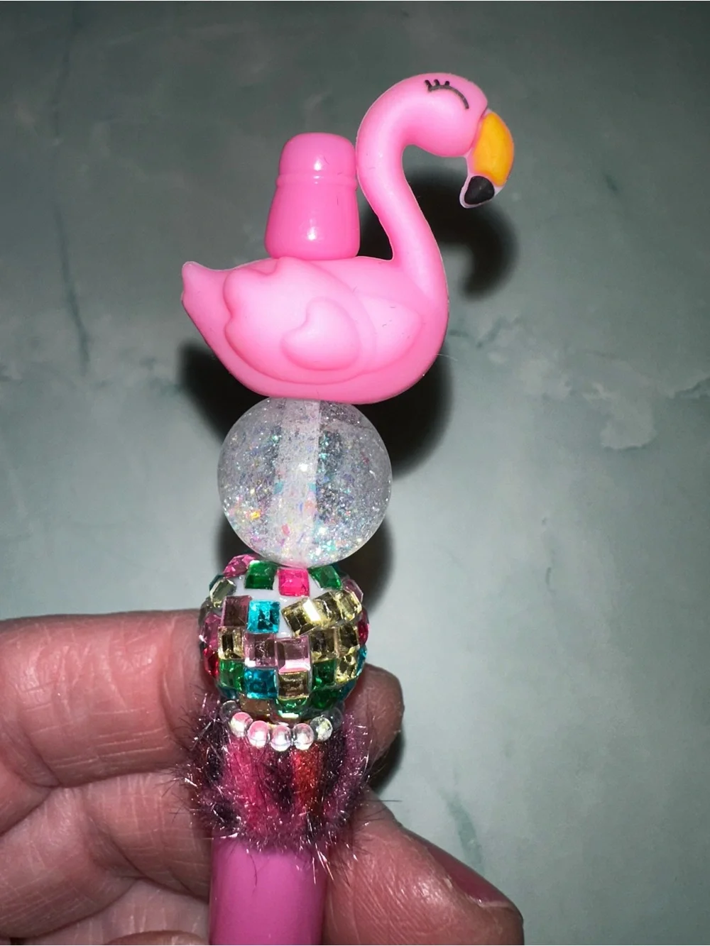 Pink Flamingo Bead-Topped Ballpoint Pen